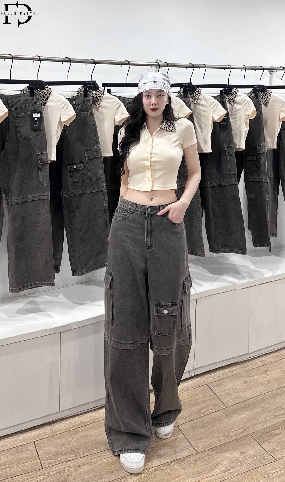 Áo Croptop Ngắn Tay Cổ Da Beo - Be (AC235)