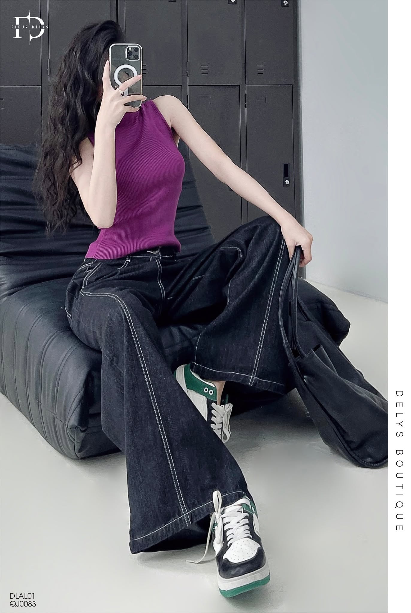Quần Jean Chỉ Trắng - Đen - (QJ0083)
