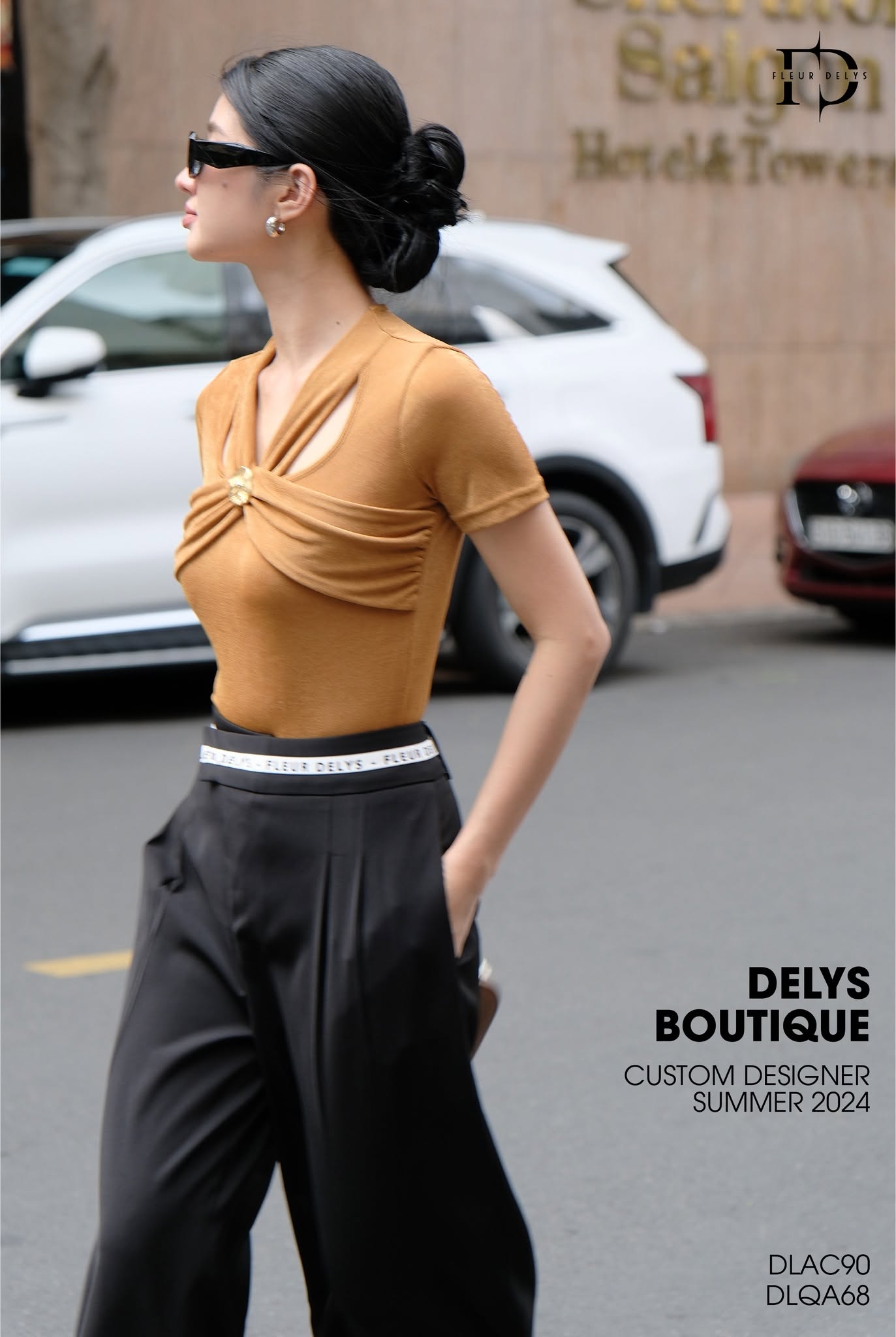 Áo Chữ X Đính Khuy - Nâu (AC90)