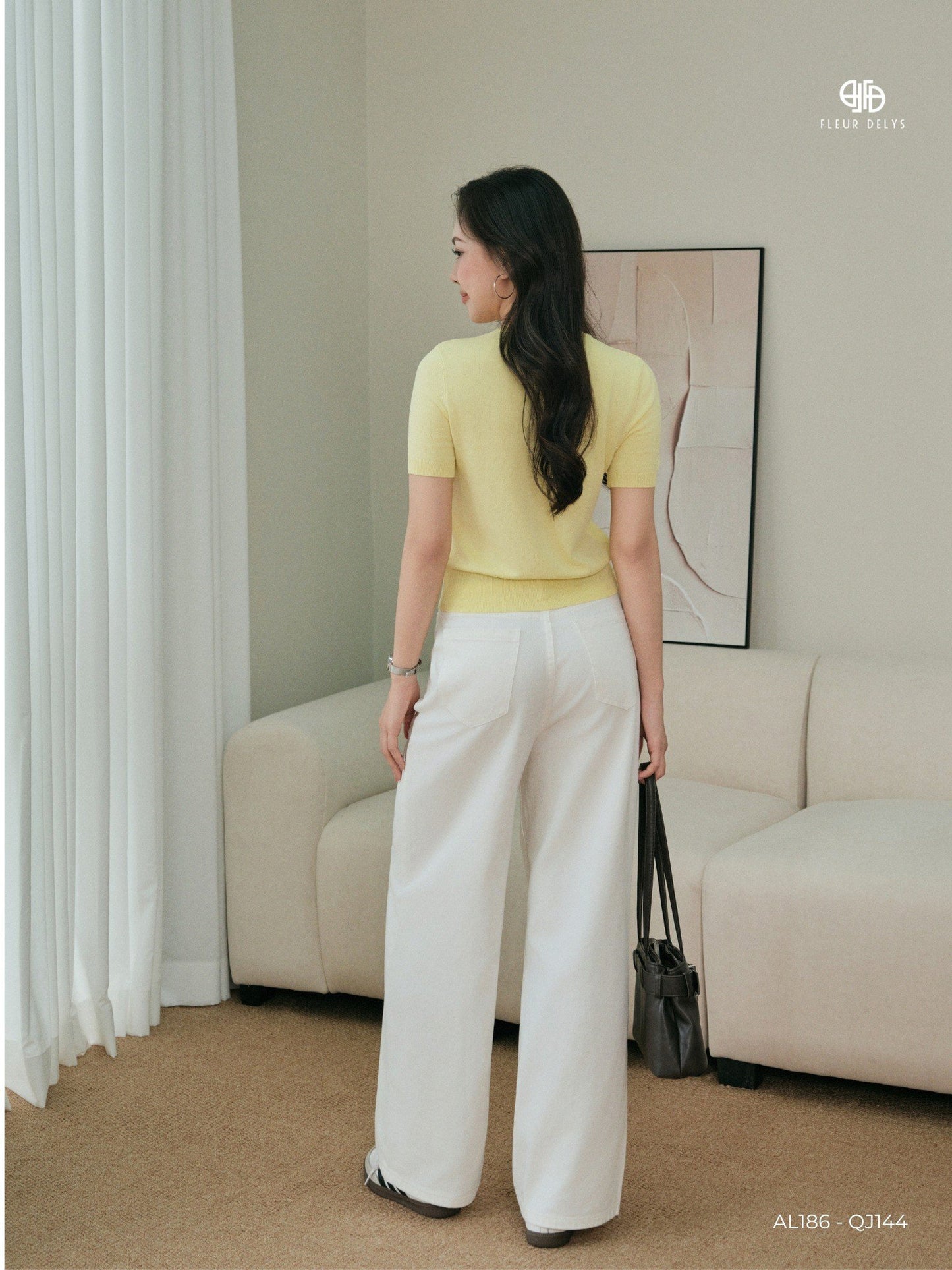 Áo Len Phối Nẹp Cúc Inox - Vàng (AL186)