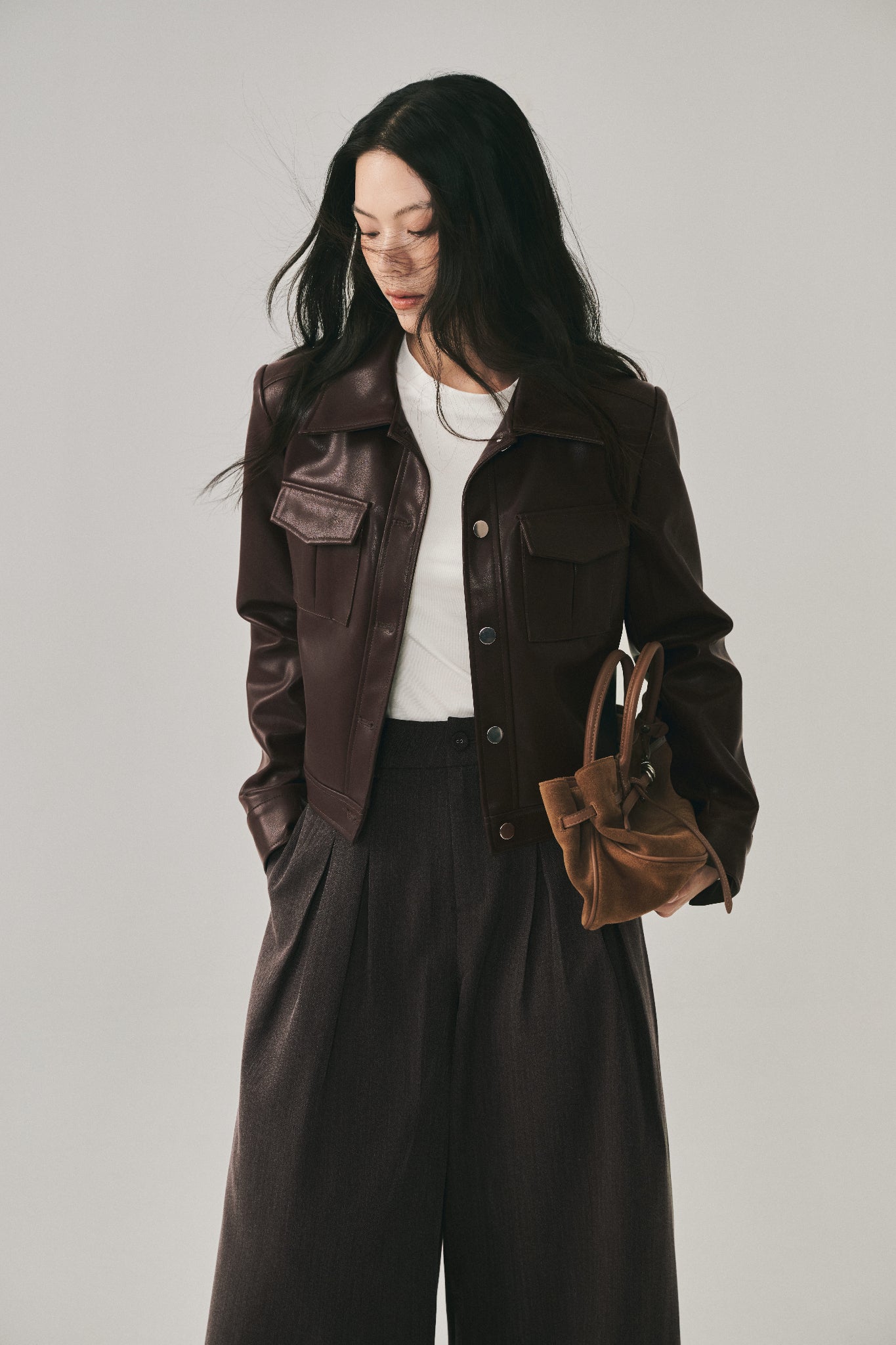 Áo Khoác Da Túi Ngực - Fleur Delys