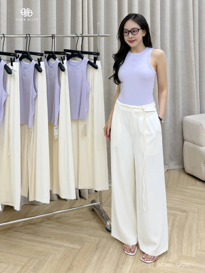 Quần Suông Đính Dây - Kem - (QA235)