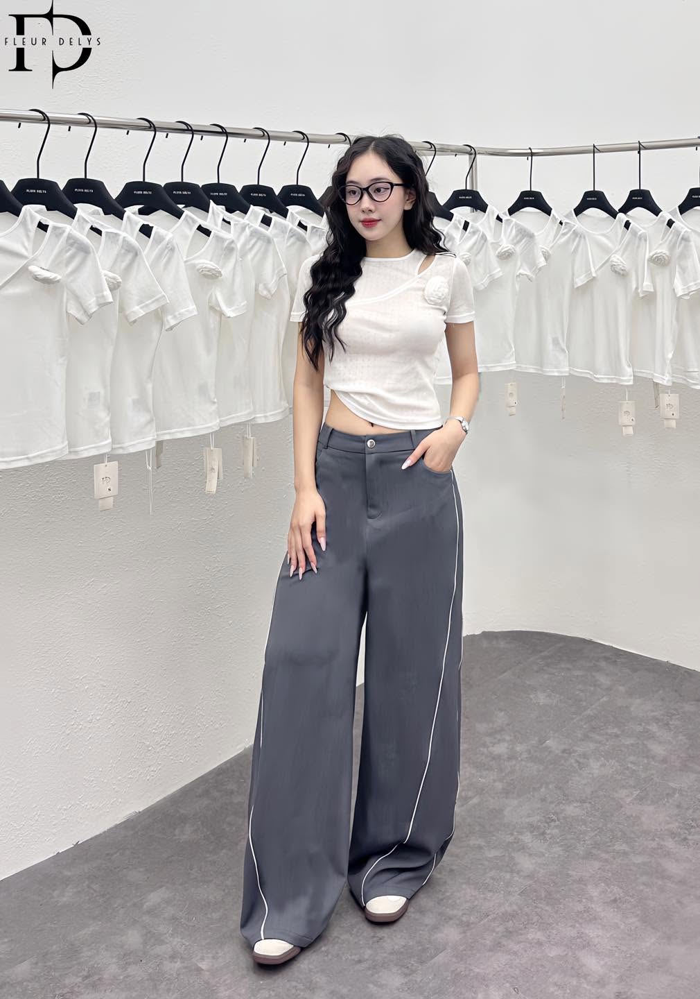 Quần Tây Phối Lé Trắng - Màu chì - (QA180)