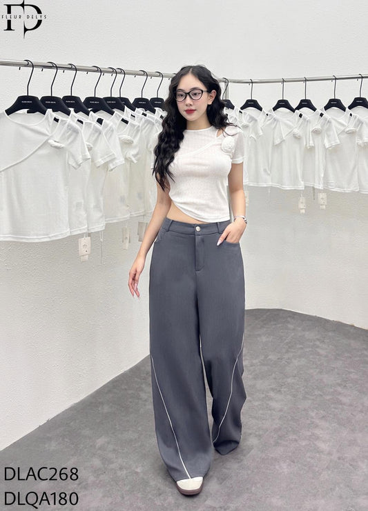Quần Tây Phối Lé Trắng - Màu chì - (QA180)