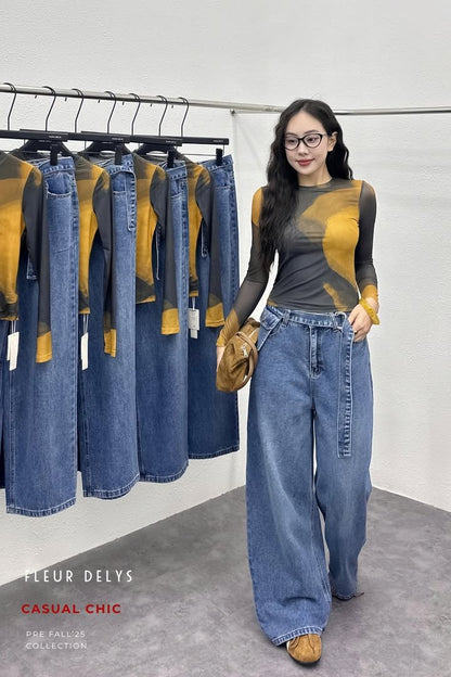 Quần Jeans Dây Đai Túi - Xanh (QJ157)
