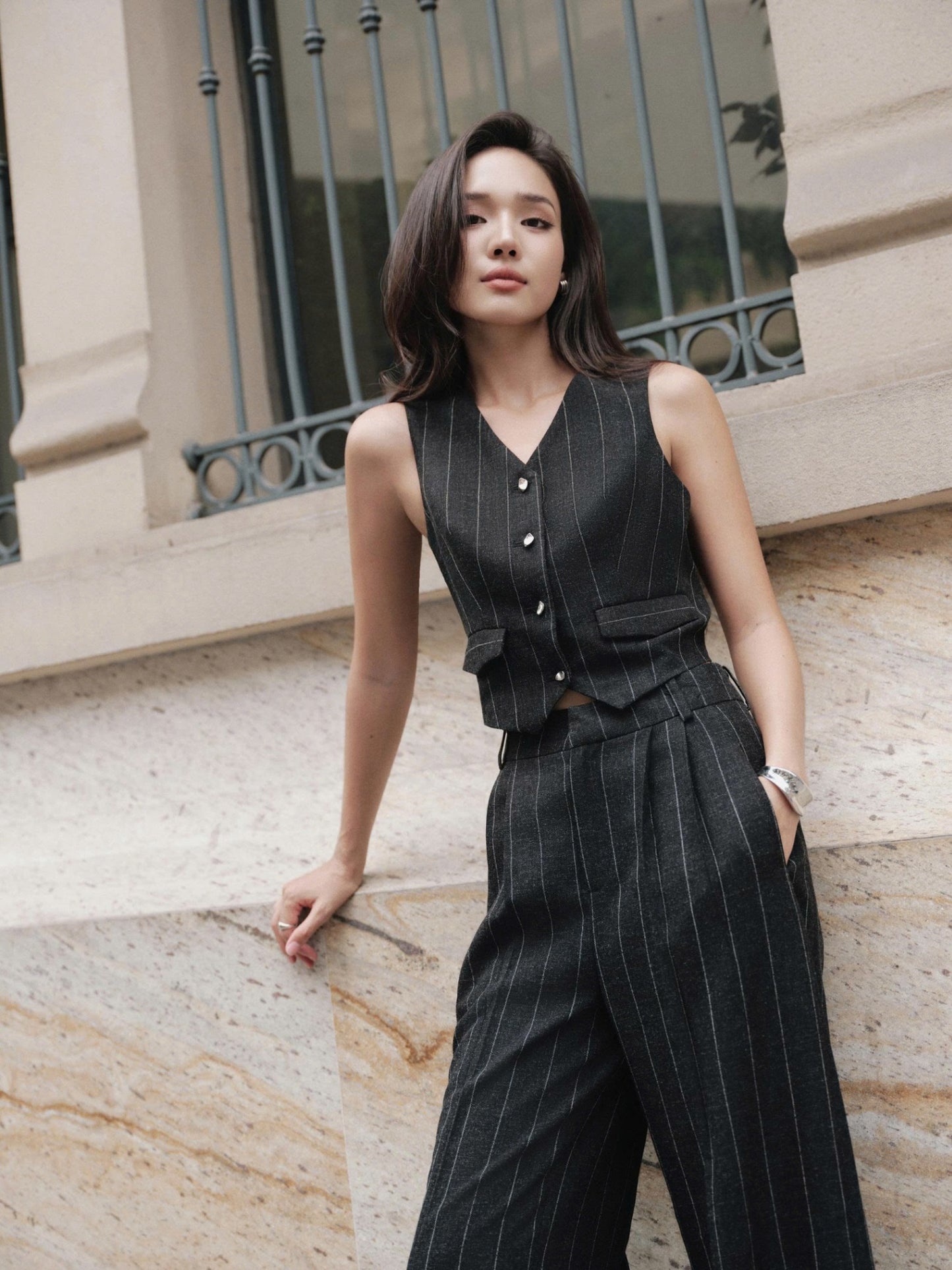 Set Tex Kẻ Gile Phối Nắp Túi (BO174)