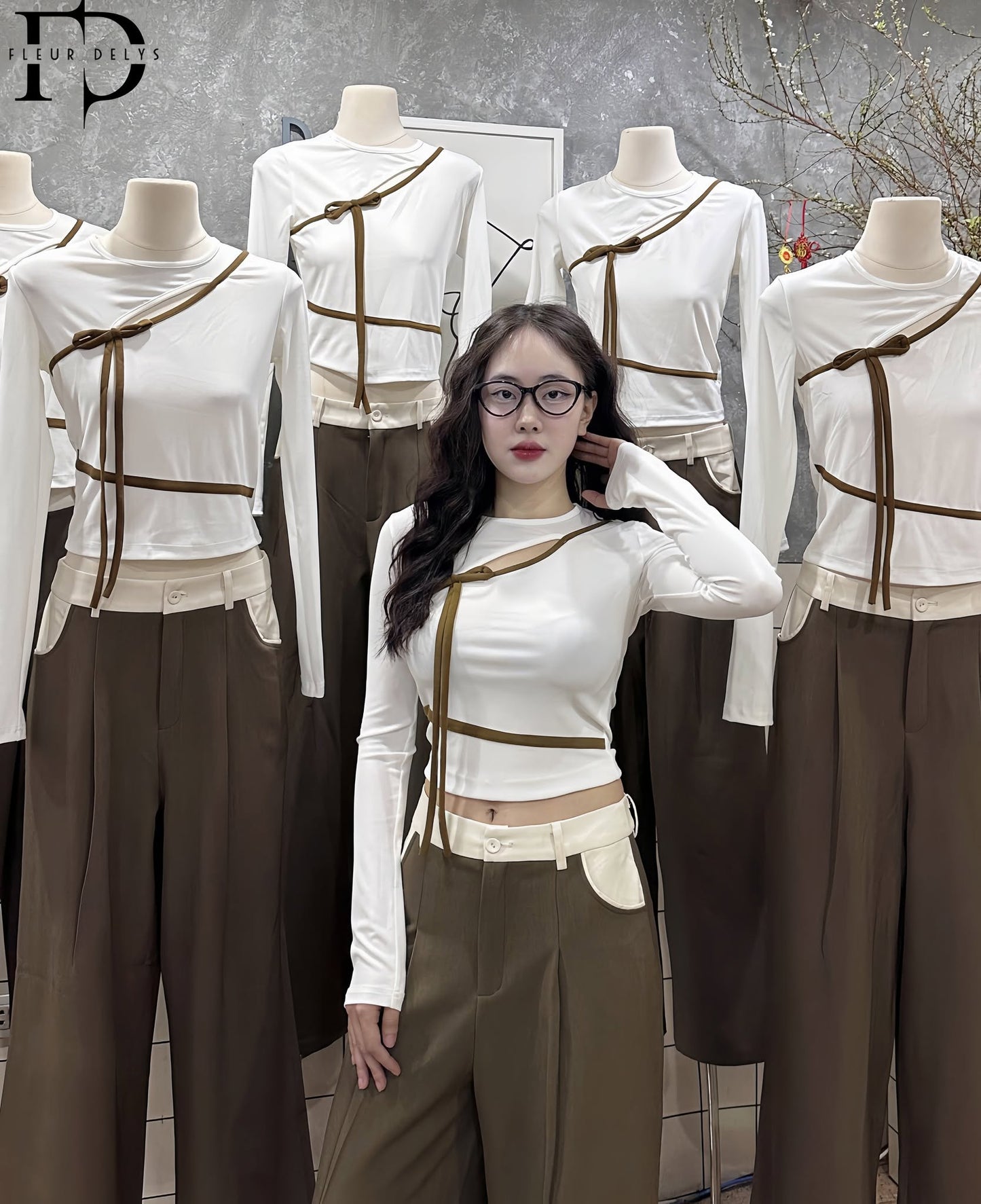 Áo Phối Viền Nâu - Trắng - (AC201)