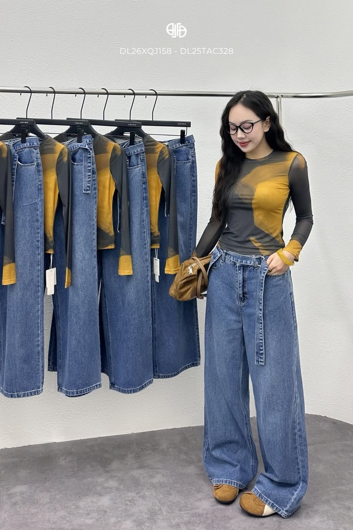 Quần Jeans Dây Đai Túi - Xanh (QJ157)
