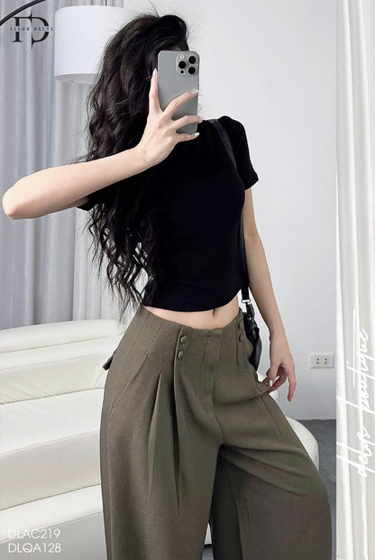 Áo Croptop Xẻ Ngực - Đen - (AC219)