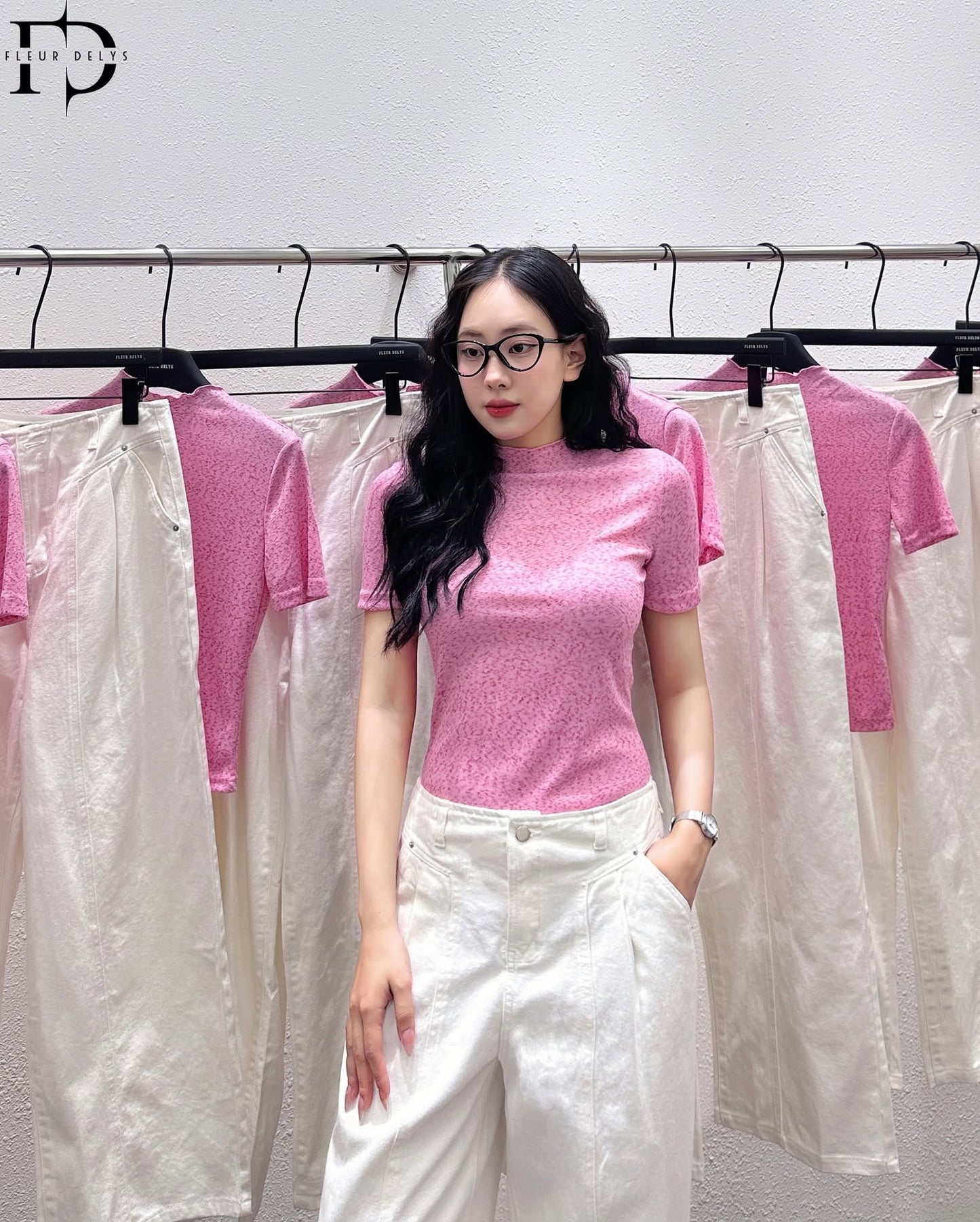 Áo Thun Dệt Vân Tiêu - Hồng -(AC241)