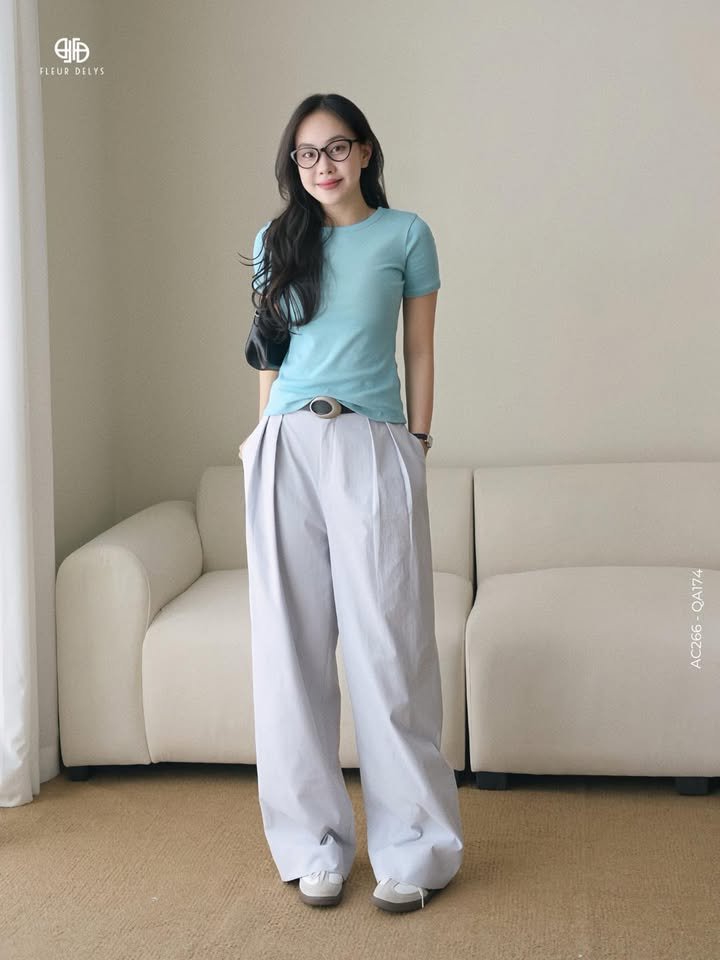 Áo Thun Zip Cổ Tròn - Xanh pastel (AC266)