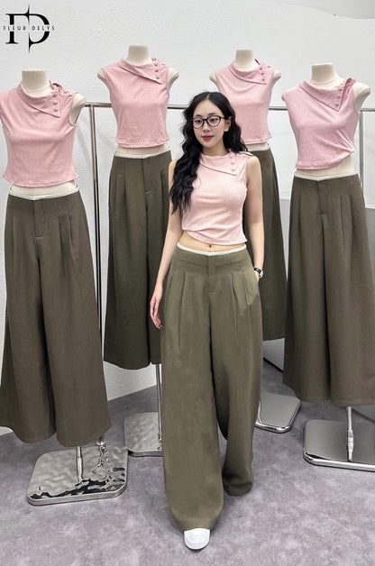 Áo Thun Cổ Bẻ Cúc Bọc - Hồng - (AC243)