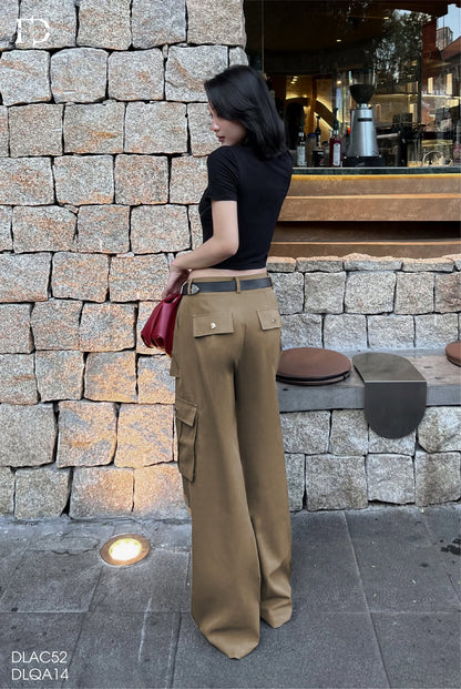 Áo Cổ U Phối Gân Da - Đen (AC52)