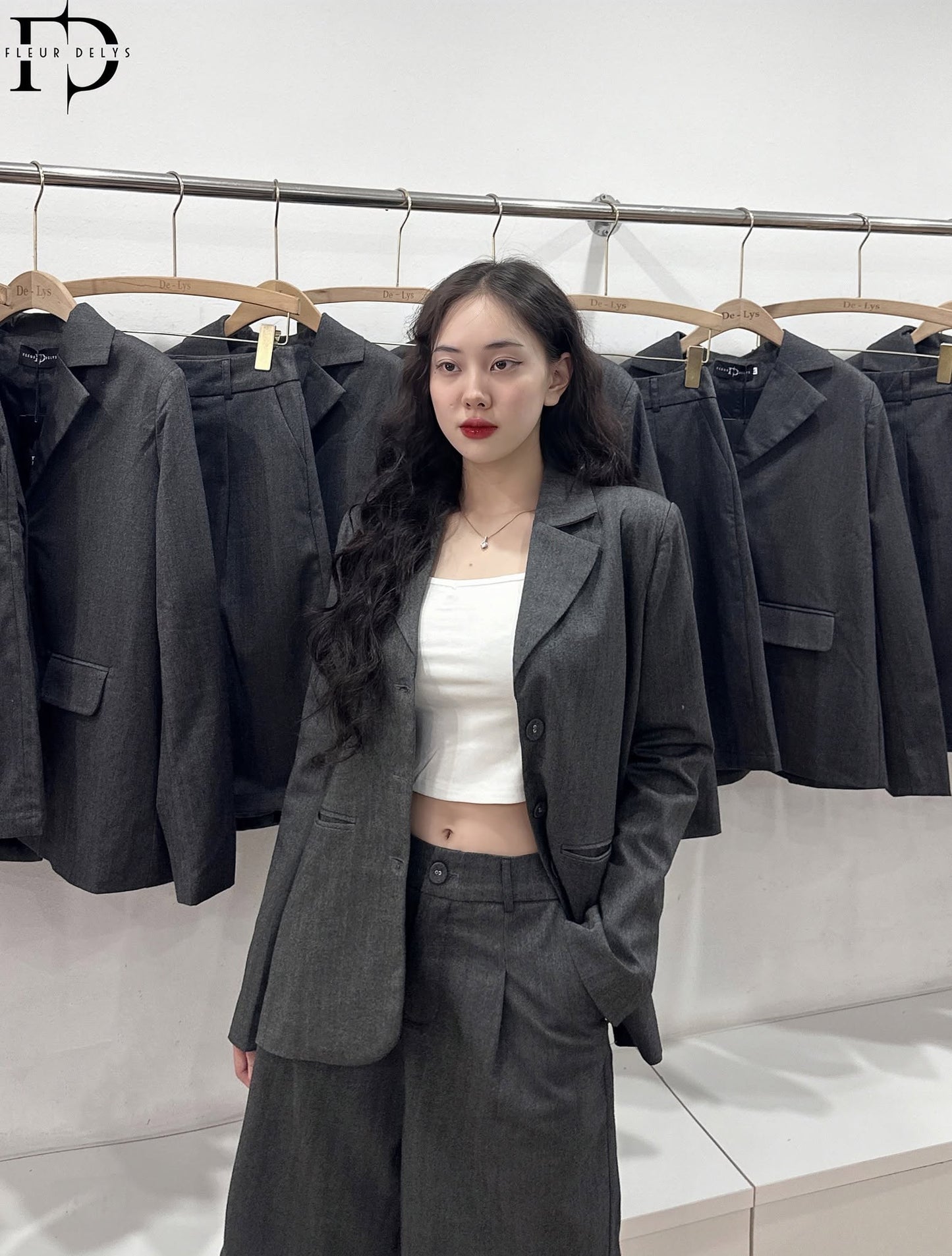Set Vest Quần Lửng - Ghi-(DLBO108)