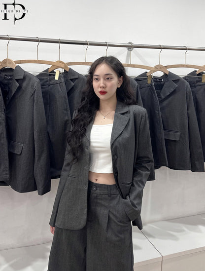 Set Vest Quần Lửng - Ghi-(DLBO108)