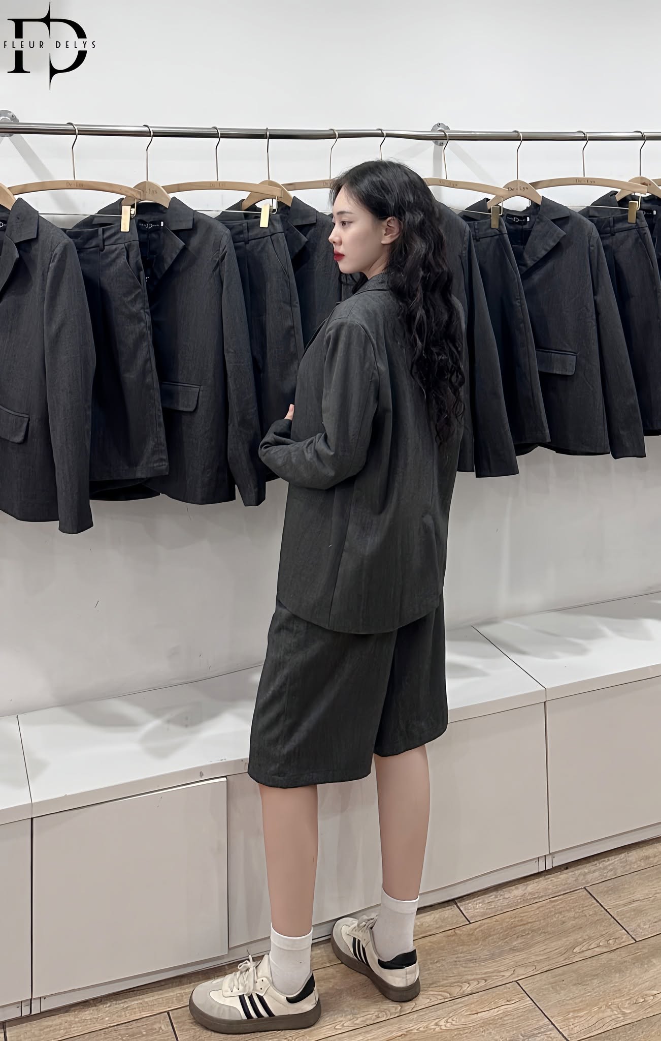 Set Vest Quần Lửng - Ghi-(DLBO108)