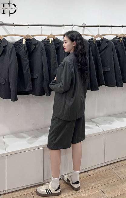Set Vest Quần Lửng - Ghi-(DLBO108)
