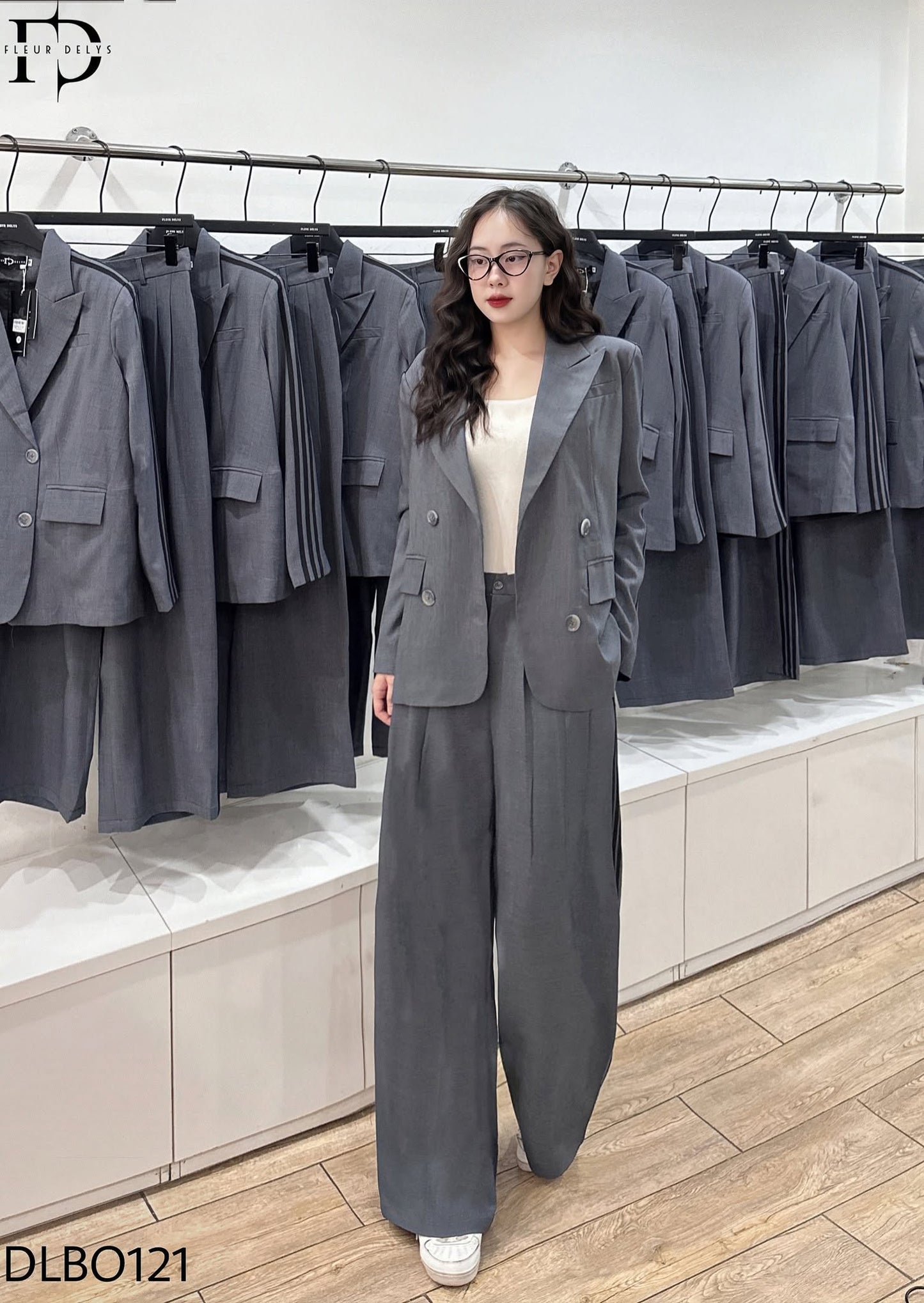 Set Blazer Ốp 3 Dây Dệt - Ghi chì- (DLBO121)