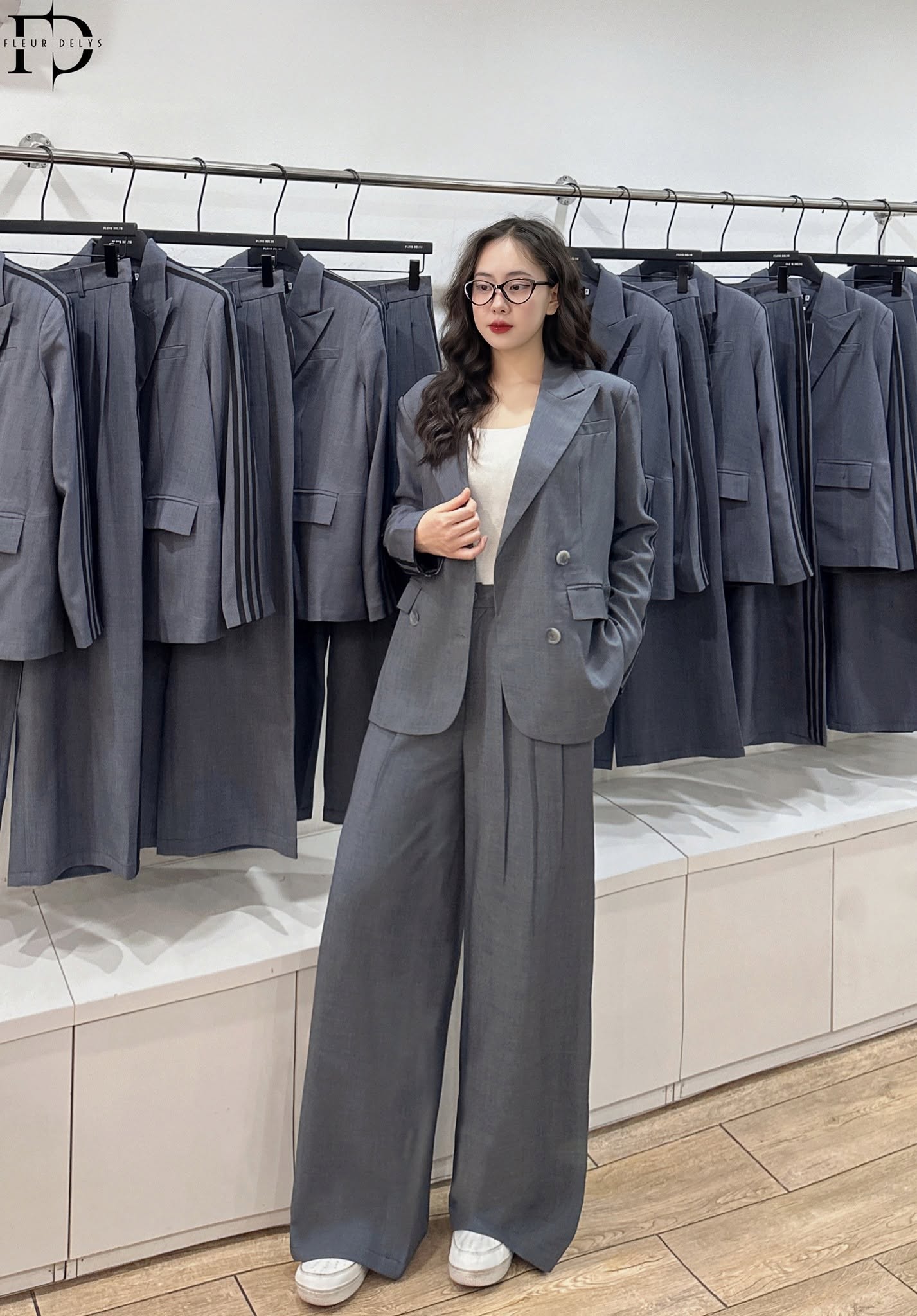 Set Blazer Ốp 3 Dây Dệt - Ghi chì- (DLBO121)