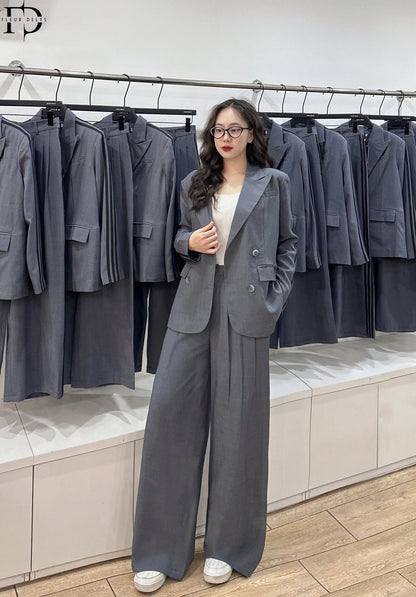 Set Blazer Ốp 3 Dây Dệt - Ghi chì- (DLBO121)