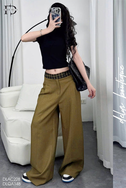 Áo Croptop Phối Gân - Đen - ( AC228)