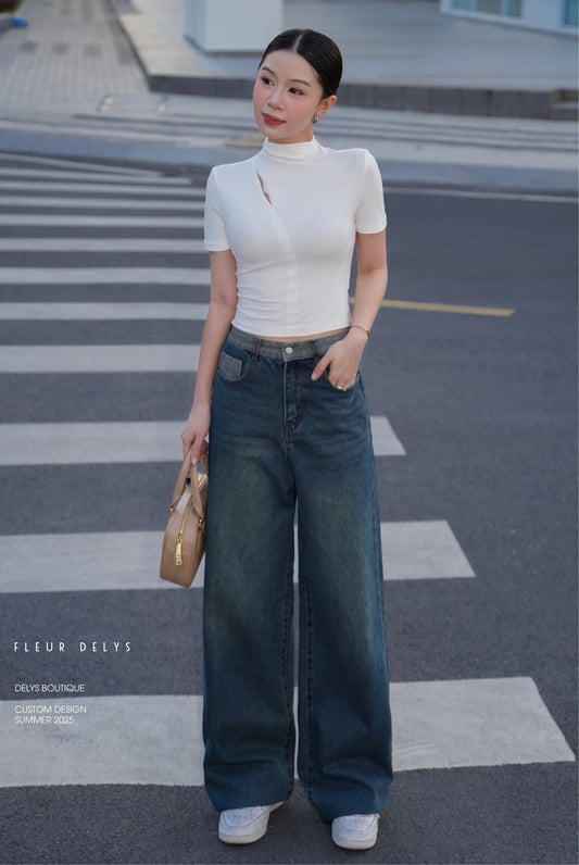 Áo Croptop Xẻ Ngực Trắng - ( AC219 )