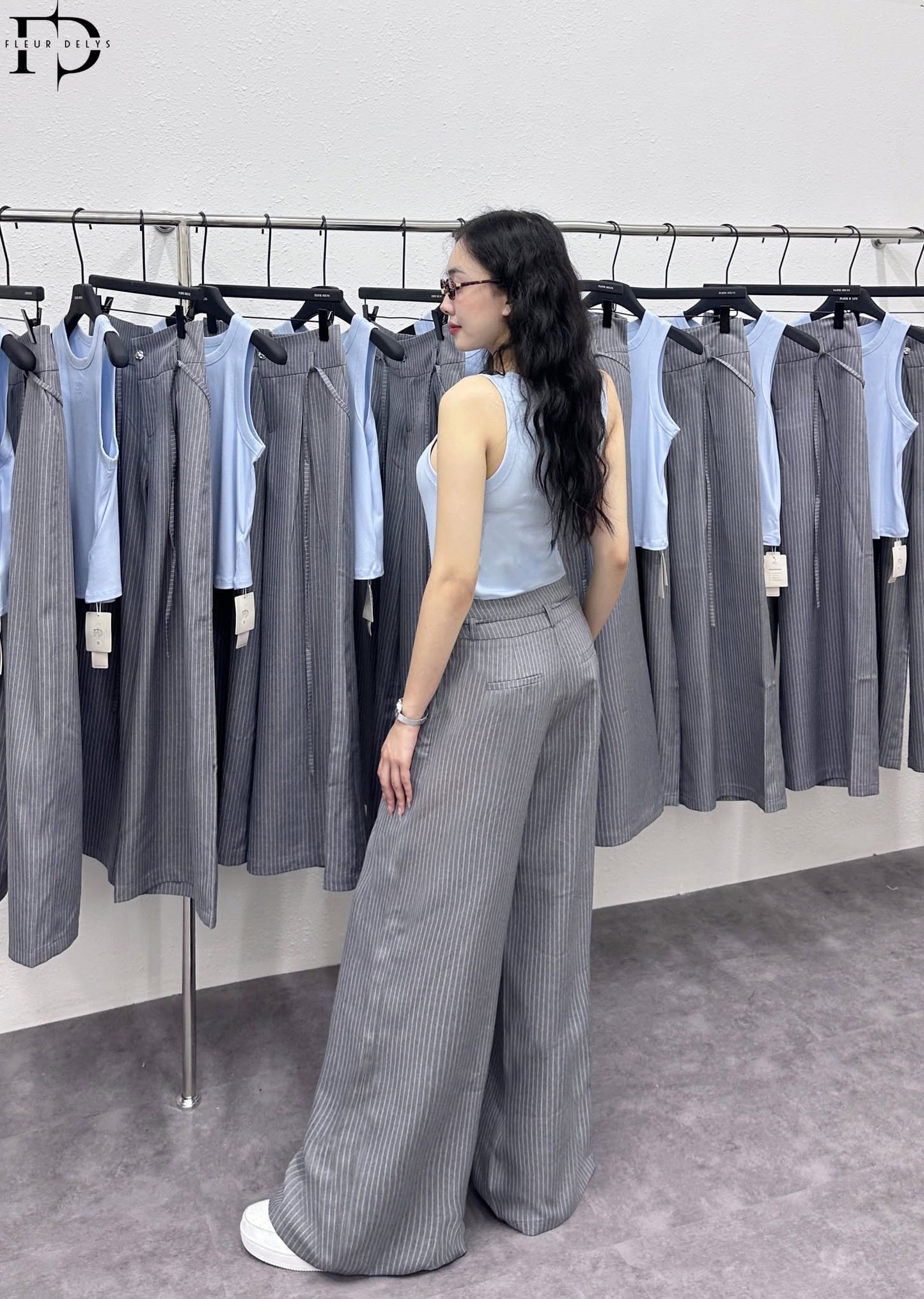 Áo Cổ Tròn Phối Viền Rộng - Xanh pastel (AC248)