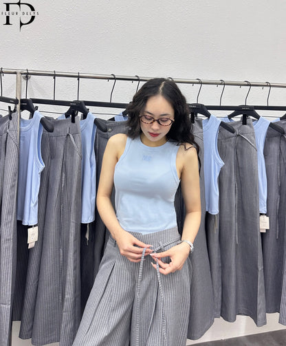 Áo Cổ Tròn Phối Viền Rộng - Xanh pastel (AC248)