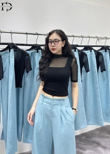 Quần Đũi Xước 2 Cúc Bọc - Xanh -(DLQA162)