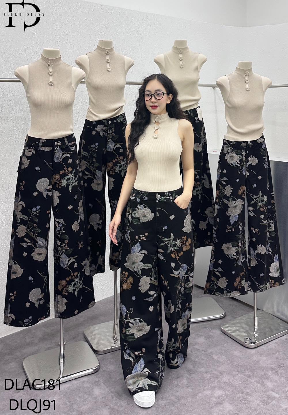 Áo Len Sát Nách Phối 3 Bông Hoa -Be ( AL181)