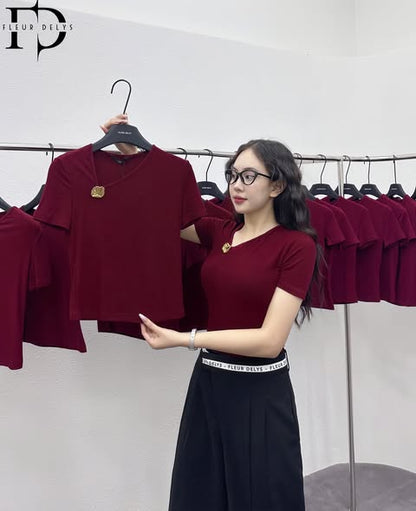Áo Thun Cổ Tim Lệch - Đỏ (AC255)