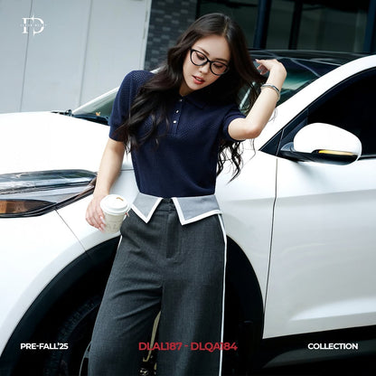 Áo Len Lỗ Dáng Basic - Xanh than (AL187)