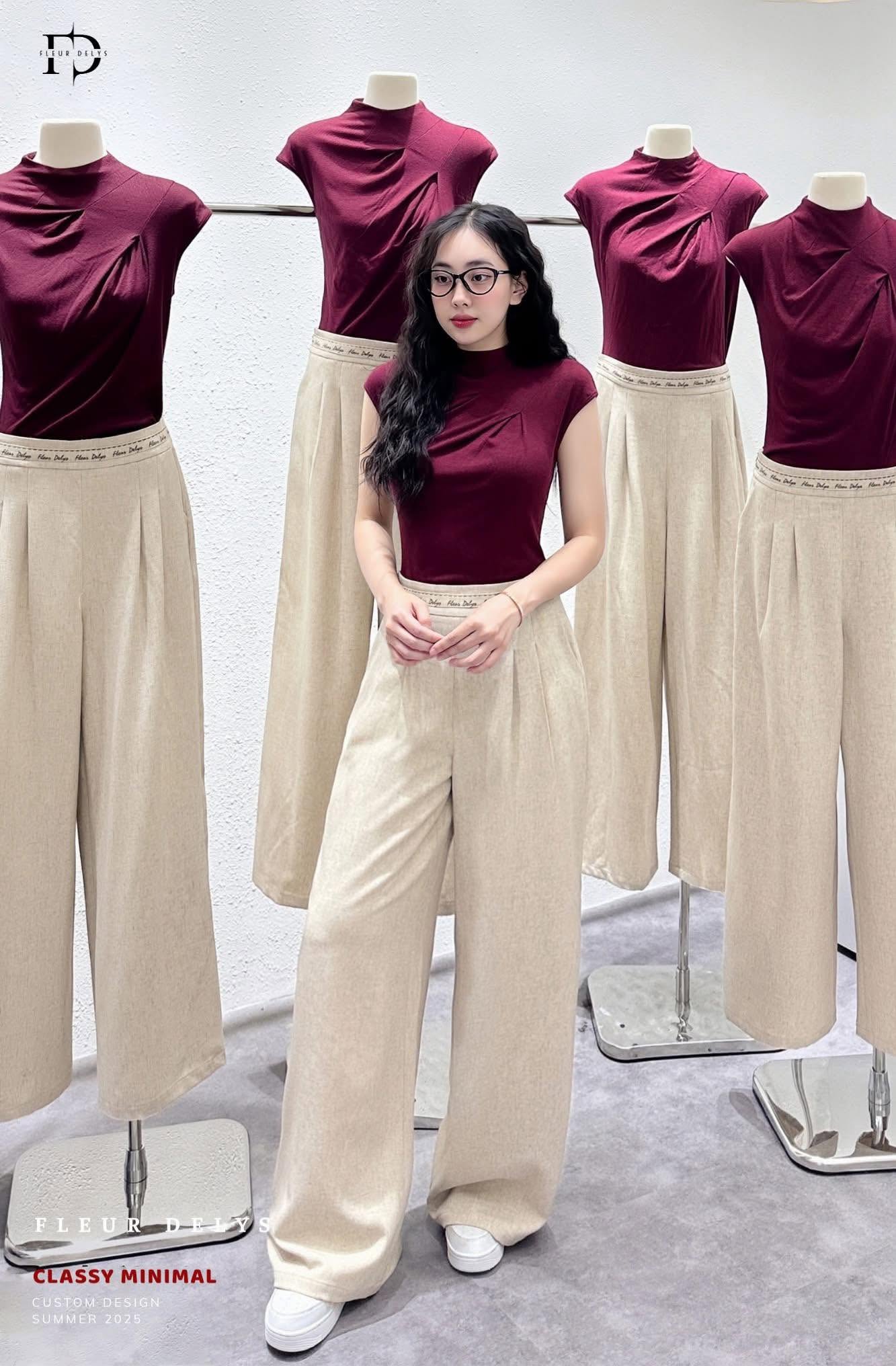 Quần Thêu Chữ Fleur Delys Khóa Sườn - Be-(DLQA166)