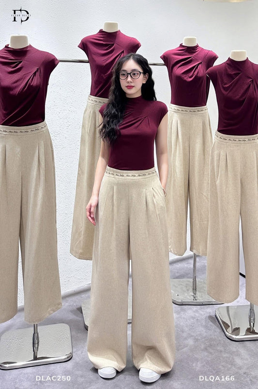 Quần Thêu Chữ Fleur Delys Khóa Sườn - Be-(DLQA166)