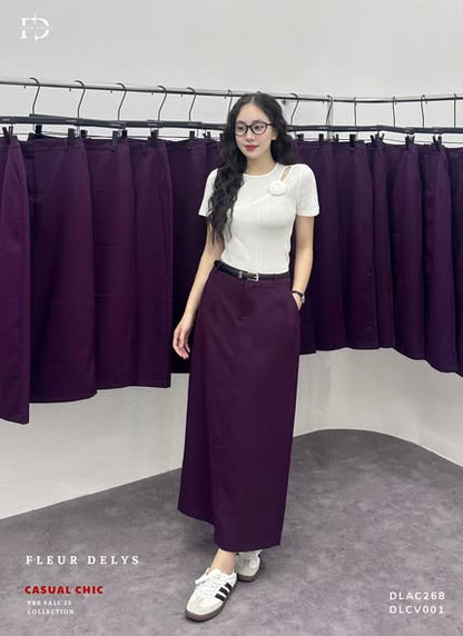 A-line Skirt with Slanted Pockets - Beige -(CV001)