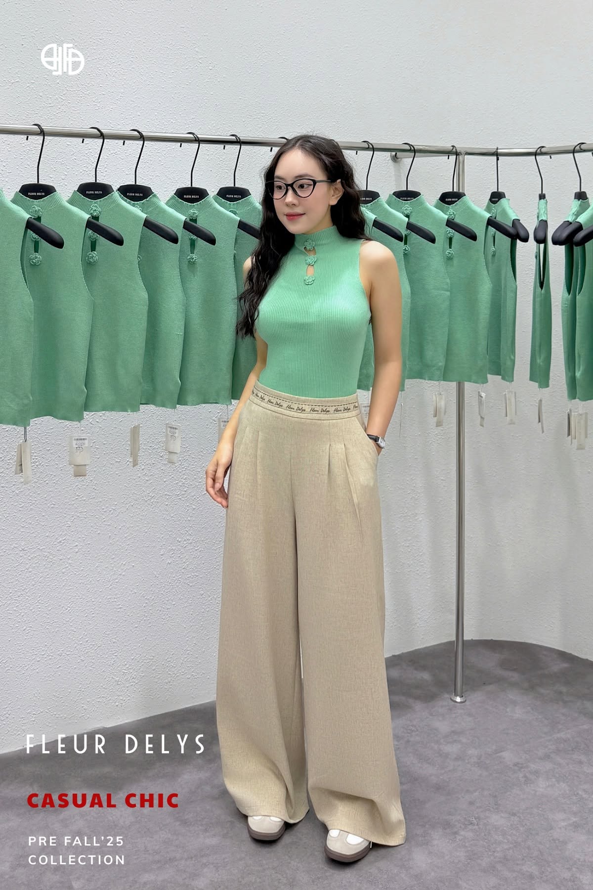 Áo Len Sát Nách Phối 3 Bông Hoa -Xanh ( AL181)