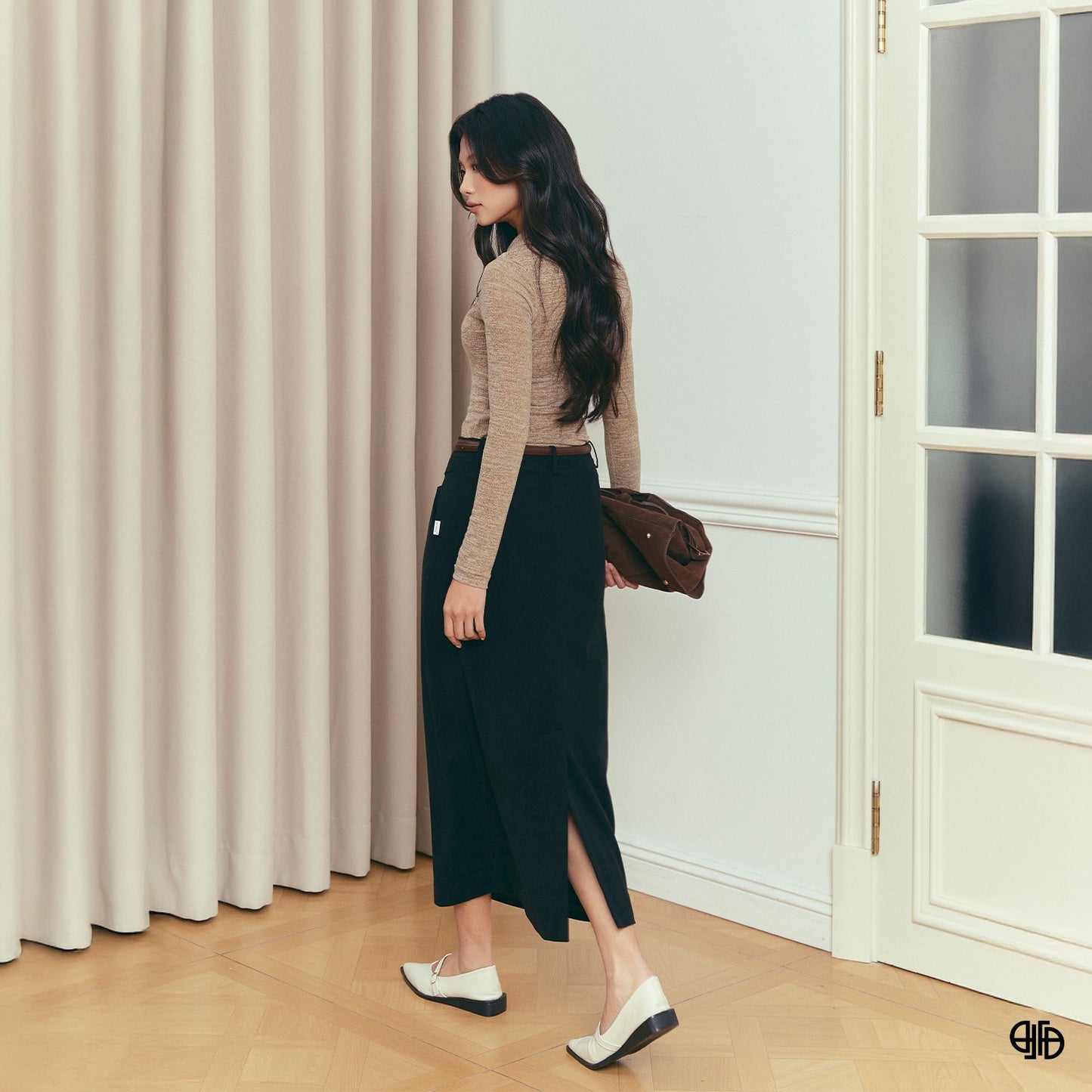 Brown Melange Knit T-Shirt