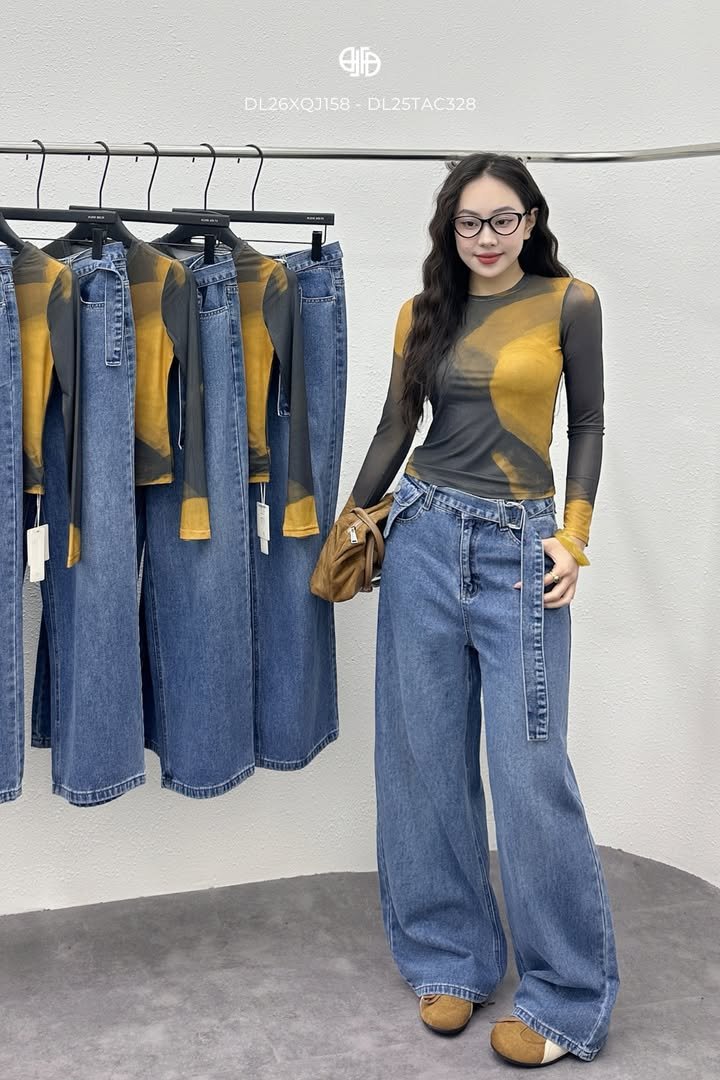 Quần Jeans Dây Đai Túi - Xanh (QJ157)