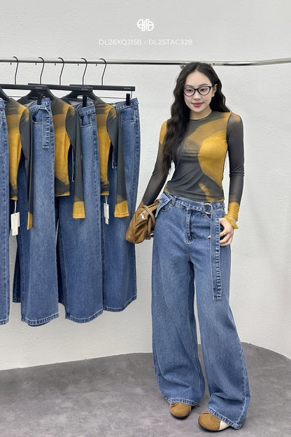 Quần Jeans Dây Đai Túi - Xanh (QJ157)