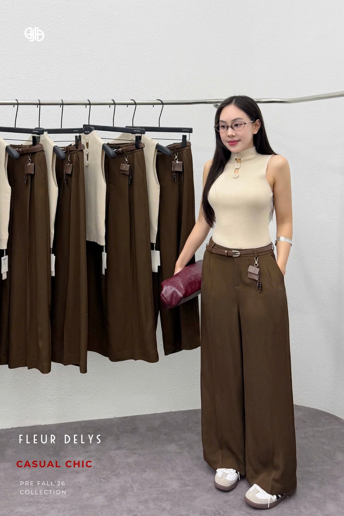 Quần 2 Ly Kèm Dây Lưng - Nâu đậm (QA224)