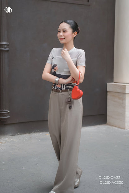 Quần 2 Ly Kèm Dây Lưng - Nâu (QA224)