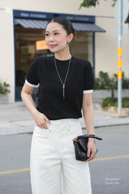 Áo Len Mềm Phối Gấu - Đen (AL184)