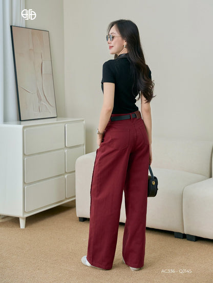 Quần Jean Rua Dọc Thân Trước - Đỏ -(DLQJ145)