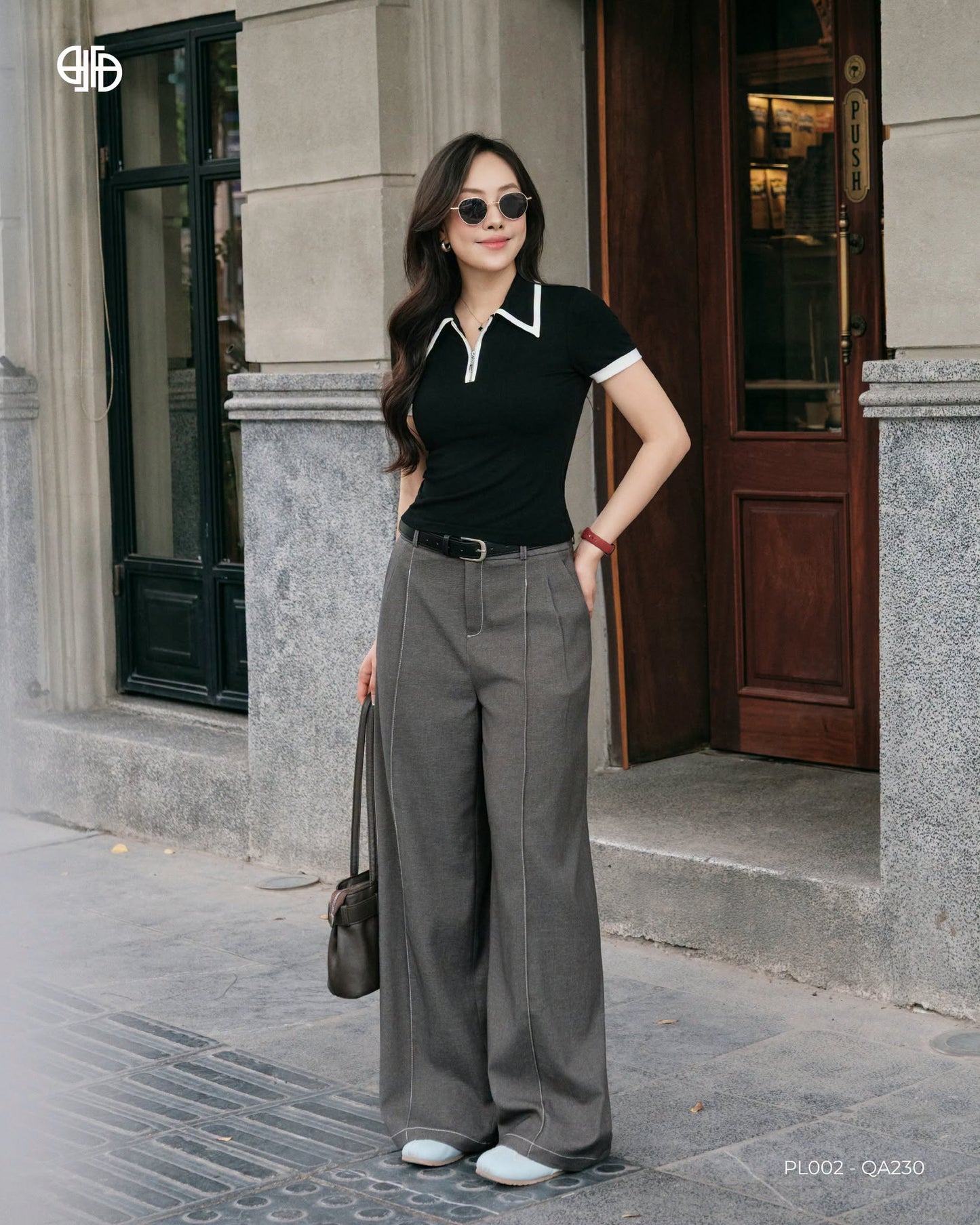 Áo polo khóa đồng (PL002)-Quần Bò Rayon Mí Ly (QA230)