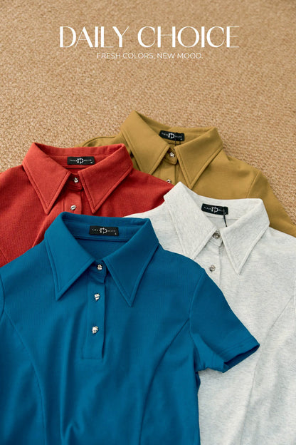 Áo Polo Cổ Nhọn Phối Cúc Kiểu (PL003)