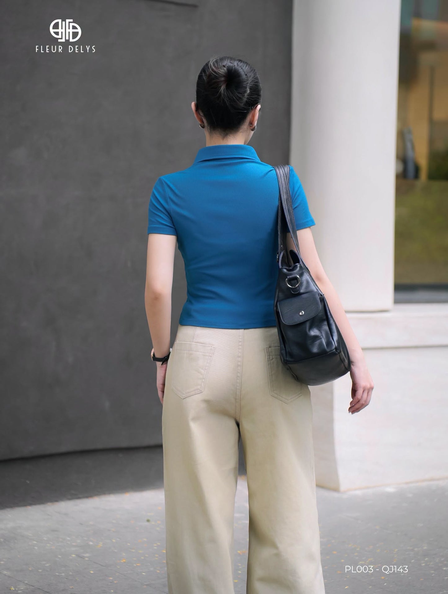 Áo Polo Cổ Nhọn Cúc Kiểu Phối Quần Kaki Ghép 3 Mảnh (PL003+QJ143)