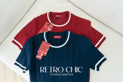 Áo len cổ tròn phối kẻ trắng ( AL196)