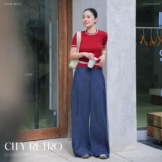 Áo len cổ tròn phối kẻ trắng (AL196)