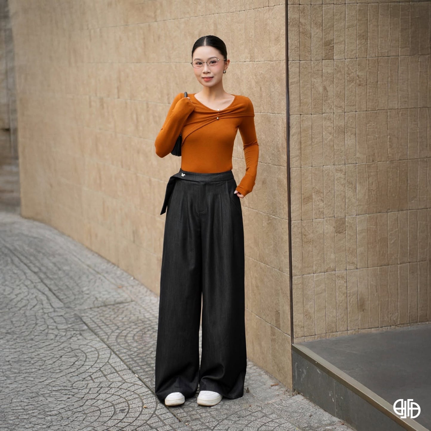 Quần Cạp Dài Cúc Trang Trí - Đen-(QA175)
