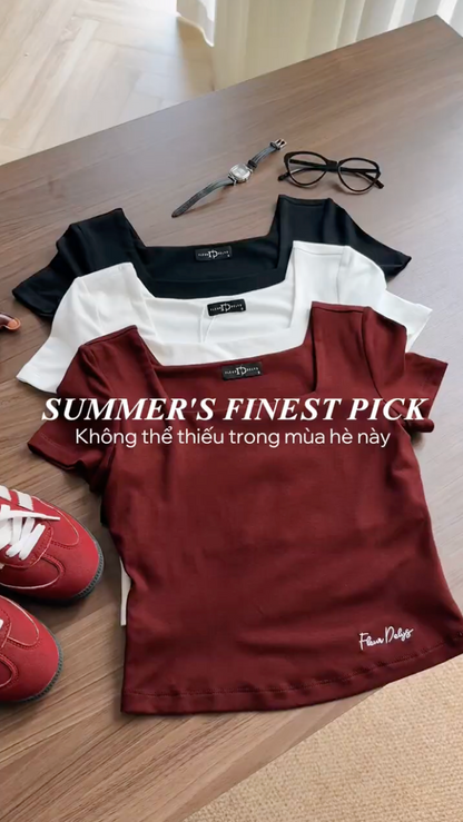 Elegant Square Neck T-shirt (AC338)